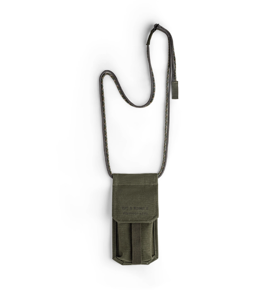 M-16 Field Pouch Mini olive canvas crossbody bag with paracord strap front view