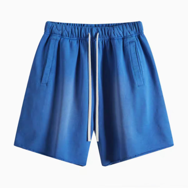 Casual gradient oversized shorts in blue front view