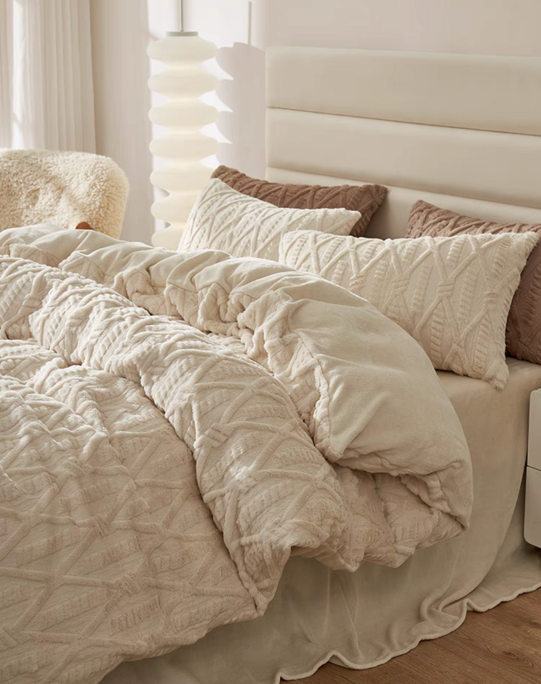 Elegant Rex Rabbit Fur Duvet Cover, Sheet & Sham Set