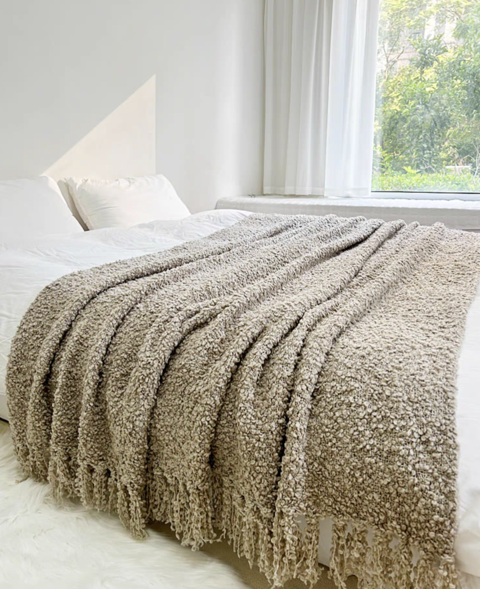 Luxurious Textured Mulberry Throw Blanket