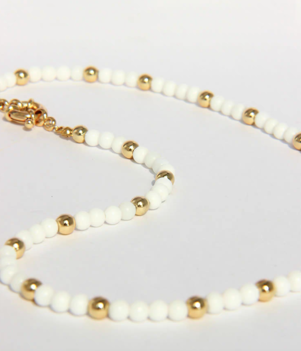 Modern White Shell Bead Necklace