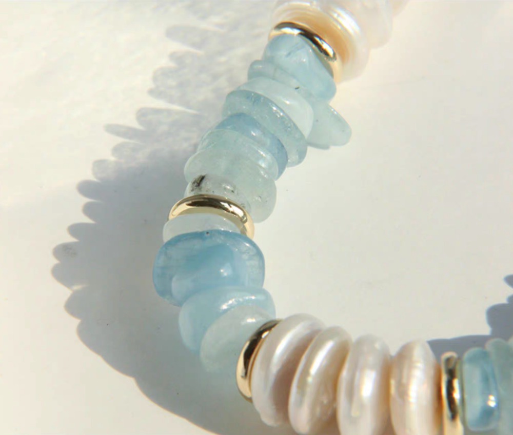 Coastal Aquamarine & Pearl Choker