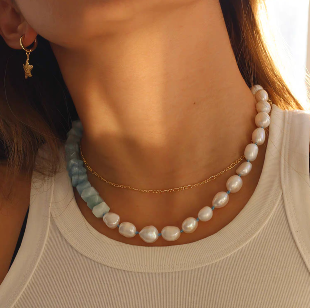 Elegant Freshwater Pearl & Gemstone Statement Choker