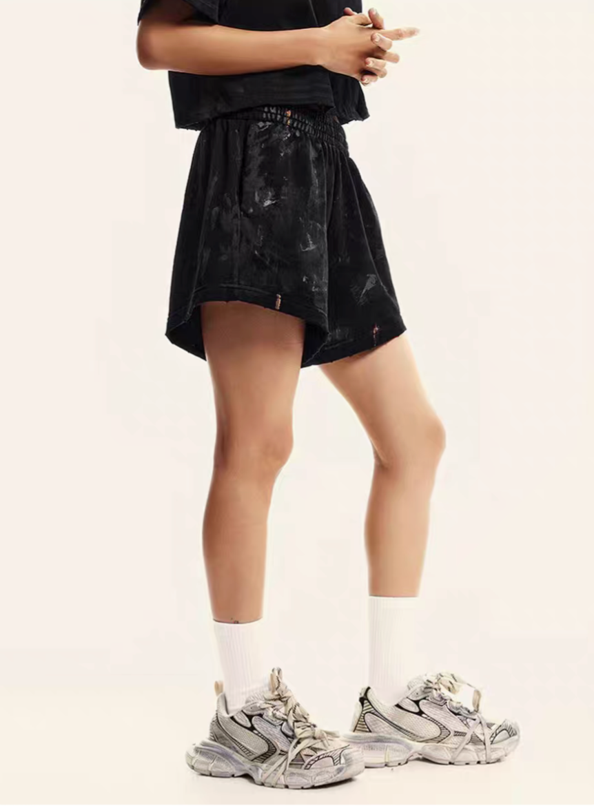 Retro Washed Cropped Top & Lounge Shorts Set