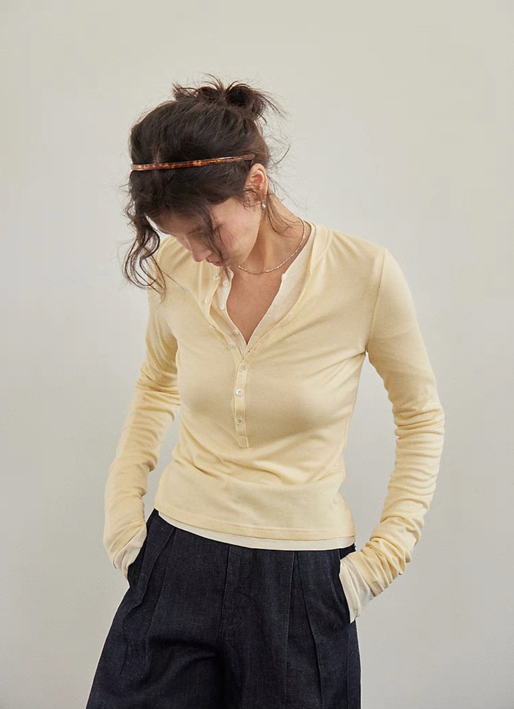 EcoSoft Tencel Wool Button-Up Tee