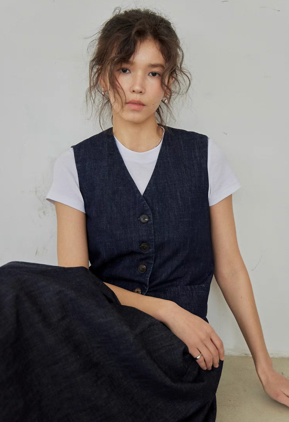 Timeless Denim Vest & High-Waist Skirt Set