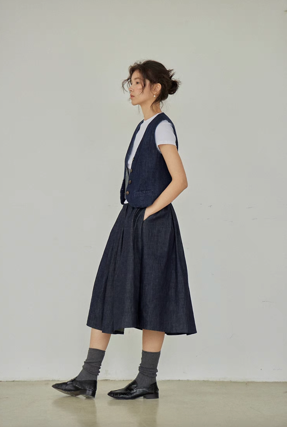 Timeless Denim Vest & High-Waist Skirt Set