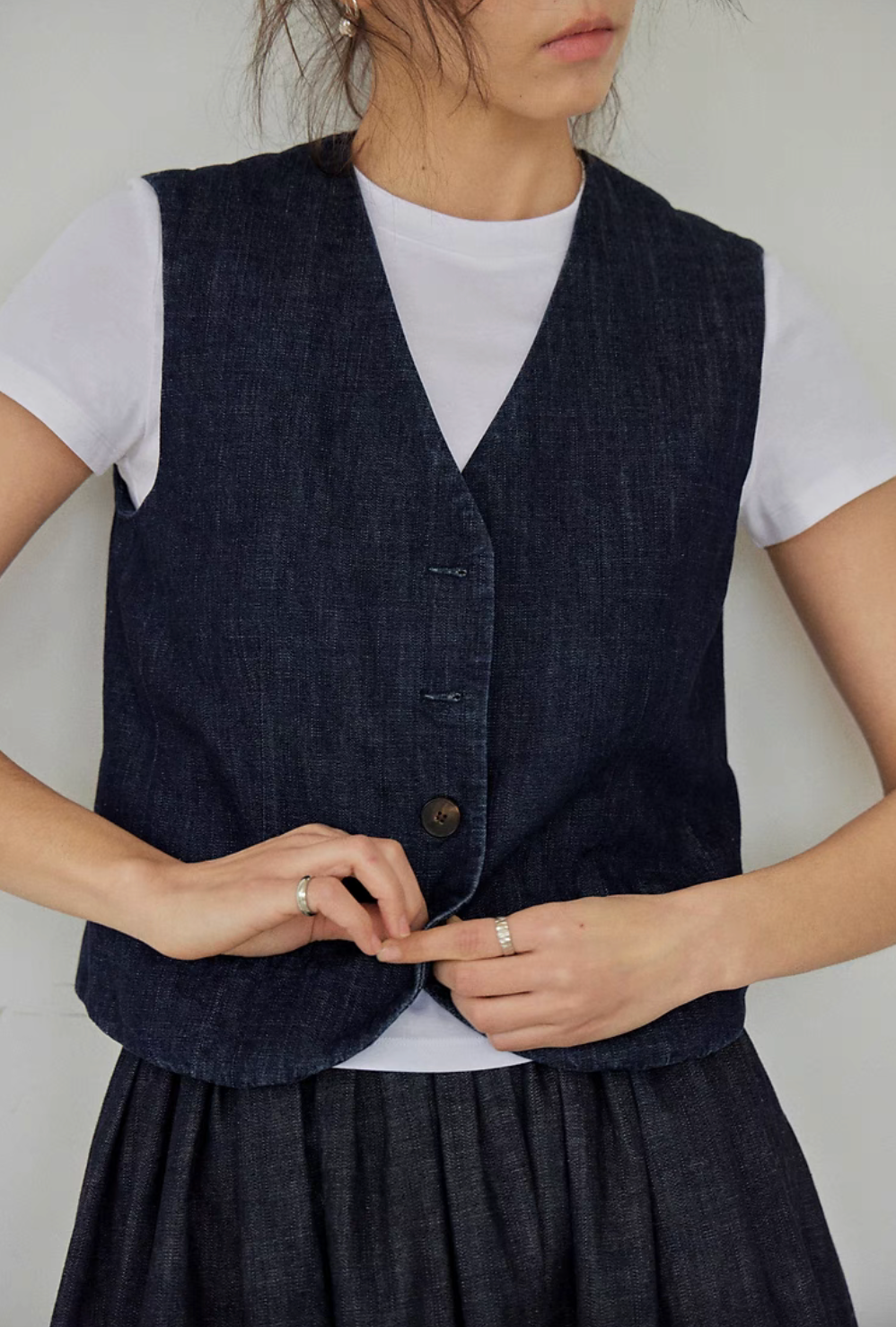 Timeless Denim Vest & High-Waist Skirt Set