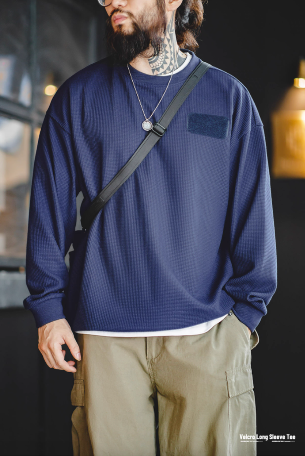 Custom Velcro Long Sleeve Waffle Tee