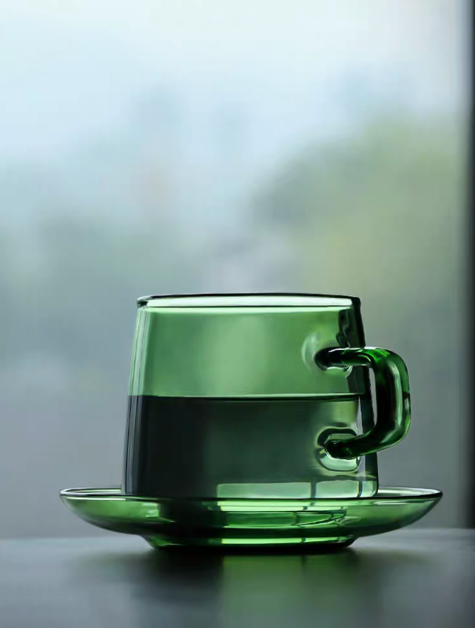 Aurora Harmony Glass Cup & Saucer Set