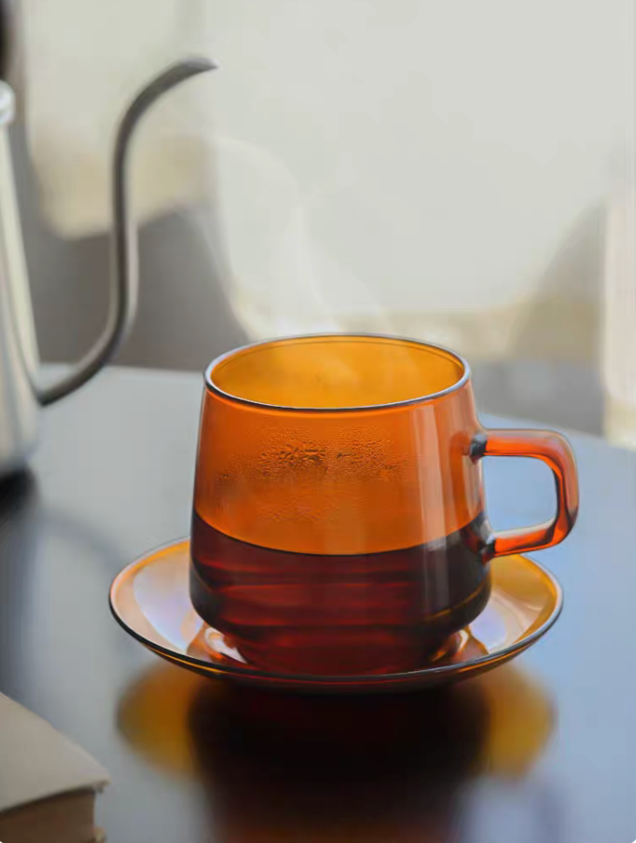 Aurora Harmony Glass Cup & Saucer Set