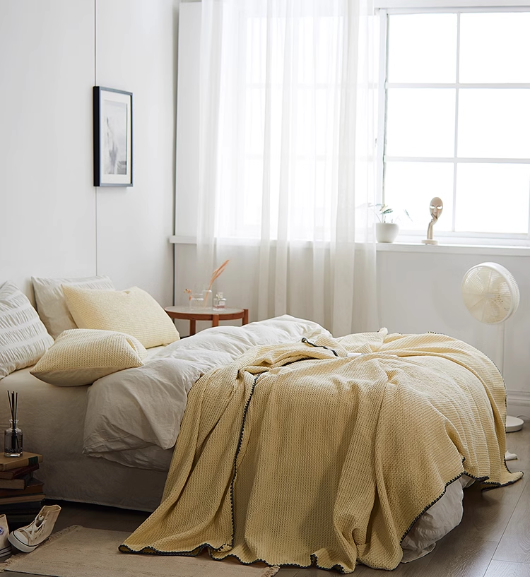 3D Honeycomb Waffle Cotton Throw Blanket