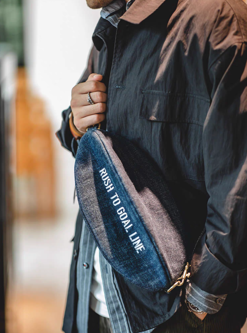Goal-Line Denim Sling Crossbody Bag