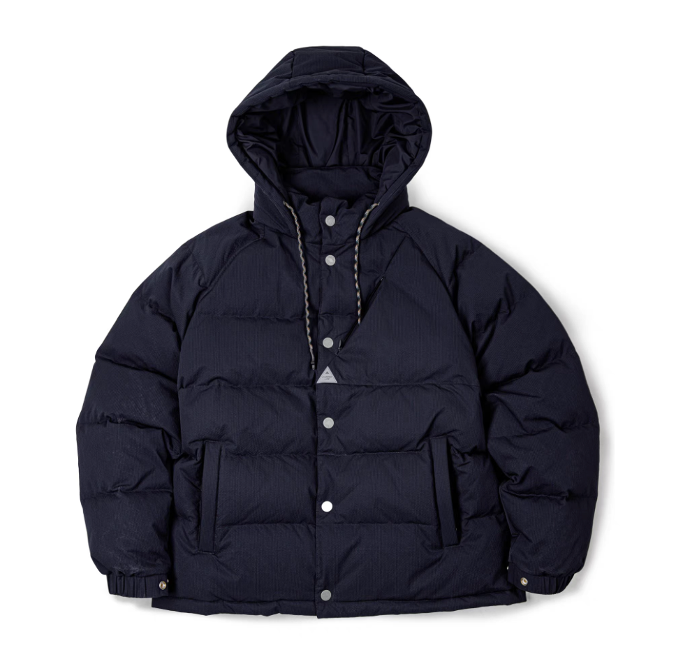 Flat lay of Urban Shield Down Puffer Jacket in dark blue color