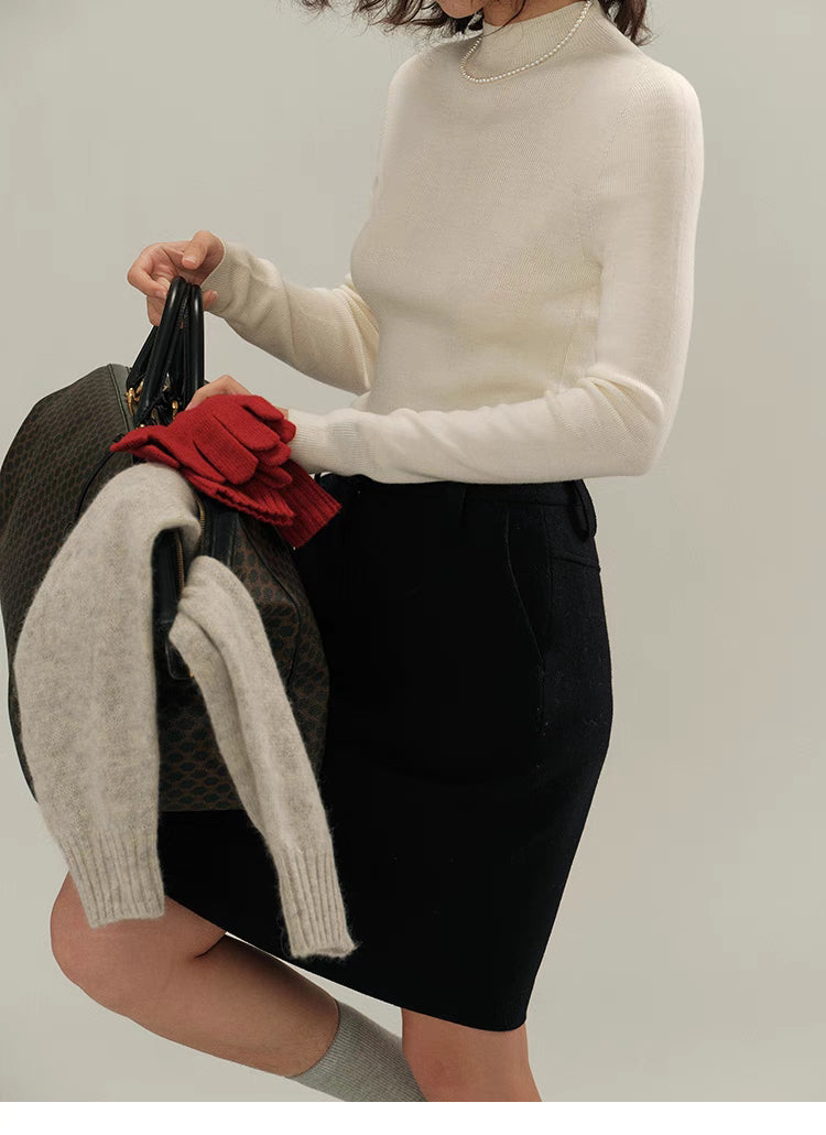 Classic Merino Wool Mock Neck Sweater