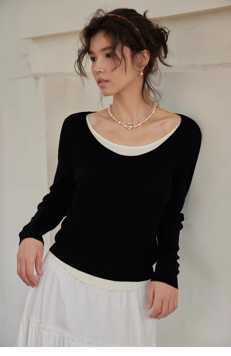 Layered Elegance Knit Sweater Top