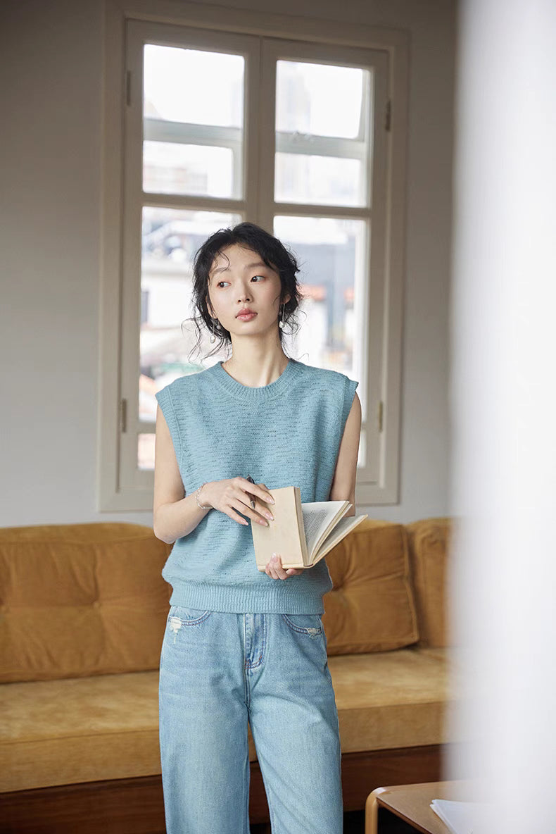 Serene Textured Sleeveless Knit Vest