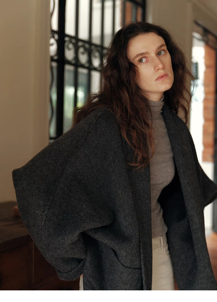 Cozy Charcoal Oversized Wrap Cardigan