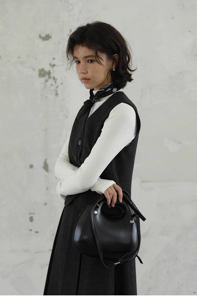 Elegant Tailored Vest & Pleated Skirt Set