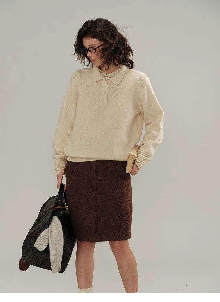 Chic Cropped Wool Polo Sweater