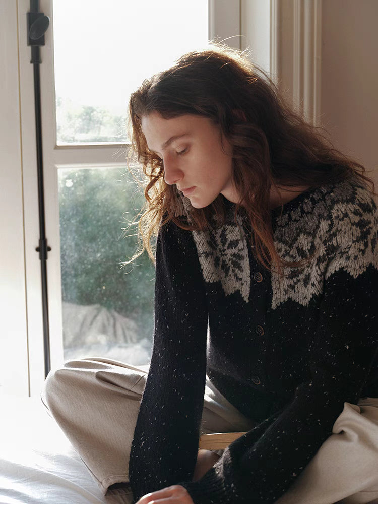 Aran-Inspired Textured Cable-Knit Cardigan Sweater