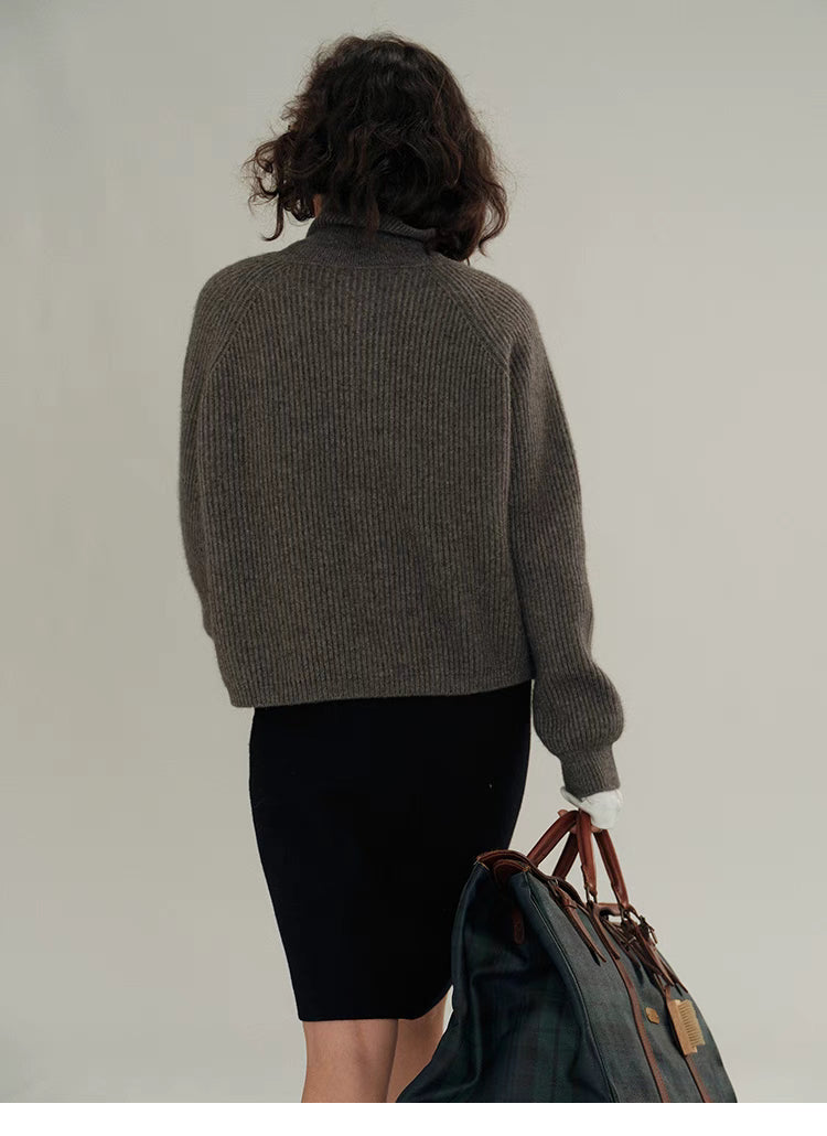 Cozy High-Neck Ribbed Zip-Up Sweater