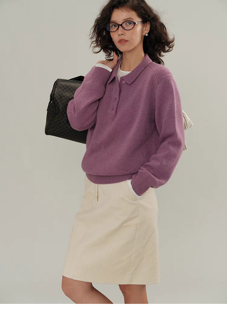 Chic Cropped Wool Polo Sweater