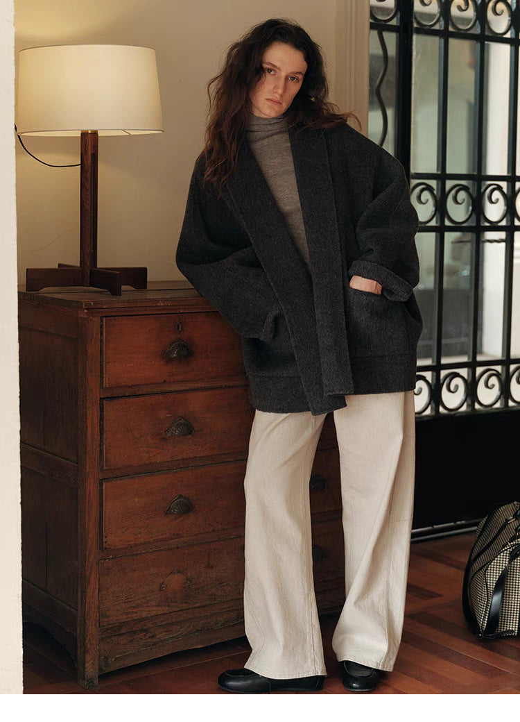Cozy Charcoal Oversized Wrap Cardigan