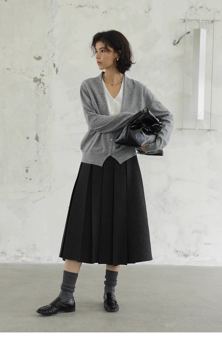 Textured Wool Buttoned Cardigan