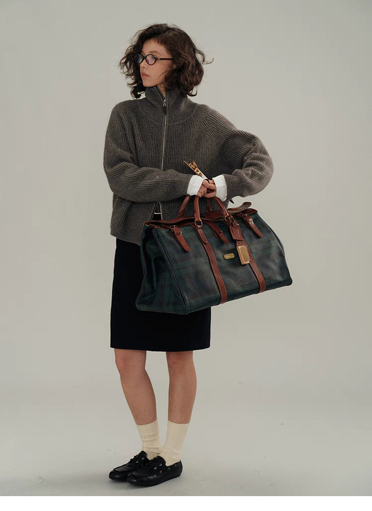 Cozy High-Neck Ribbed Zip-Up Sweater