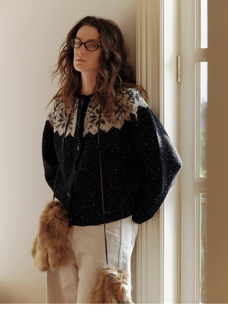 Aran-Inspired Textured Cable-Knit Cardigan Sweater