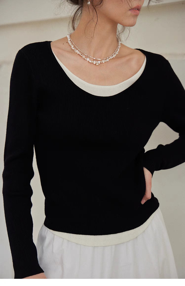 Layered Elegance Knit Sweater Top