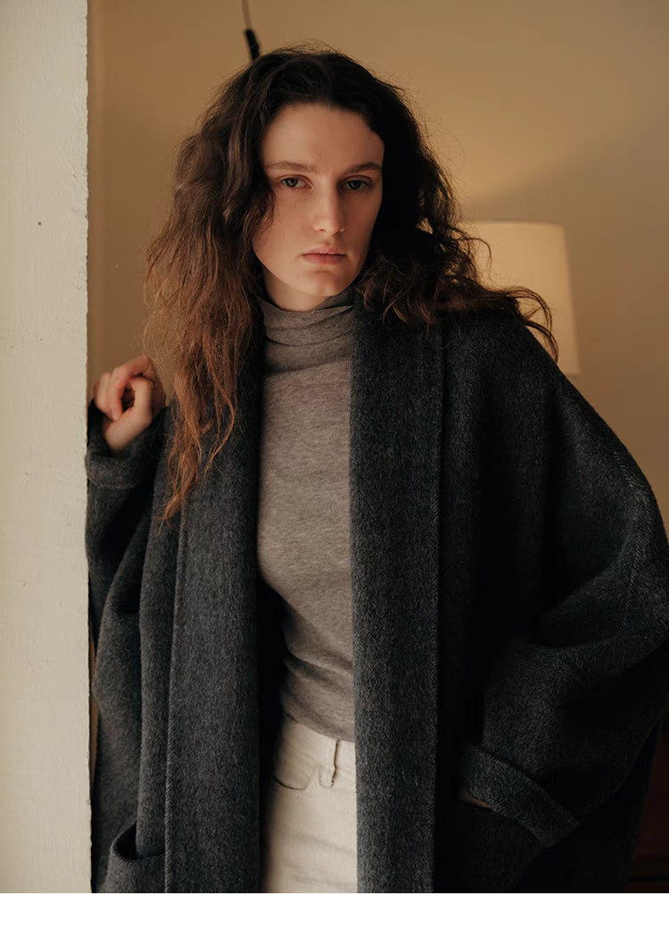 Cozy Charcoal Oversized Wrap Cardigan
