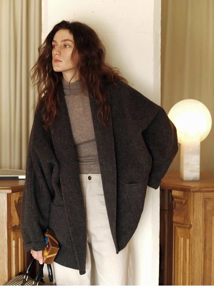 Cozy Charcoal Oversized Wrap Cardigan