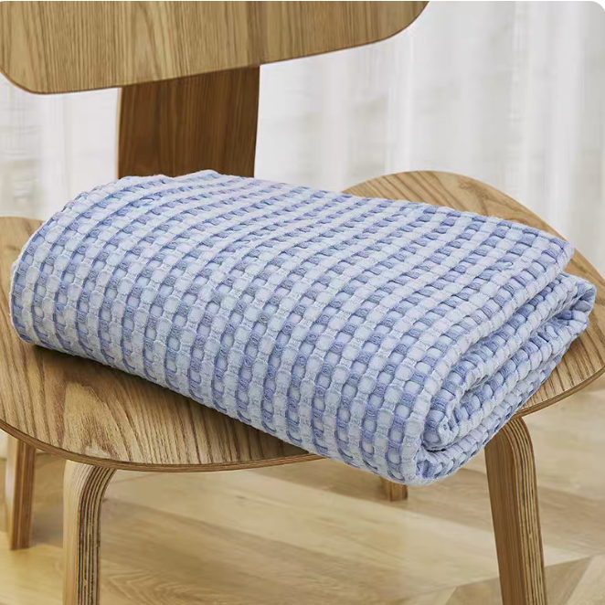 Bamboo Fiber Cotton Waffle Sofa Throw Blanket