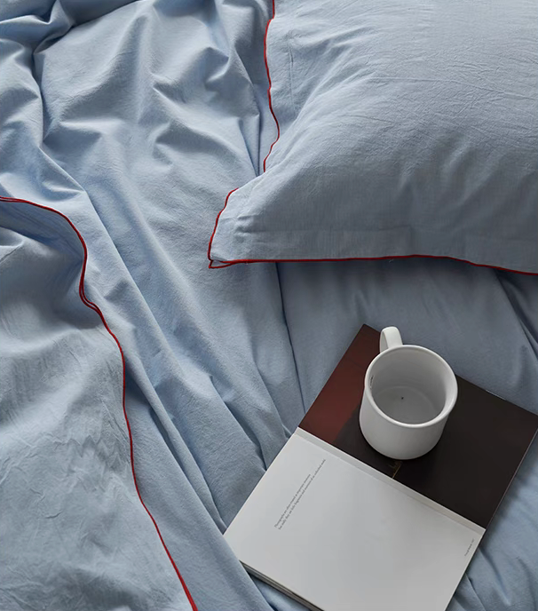 Nordic Style Cotton Edge-Stitched Duvet Cover, Sheet & Pillow Sham Set