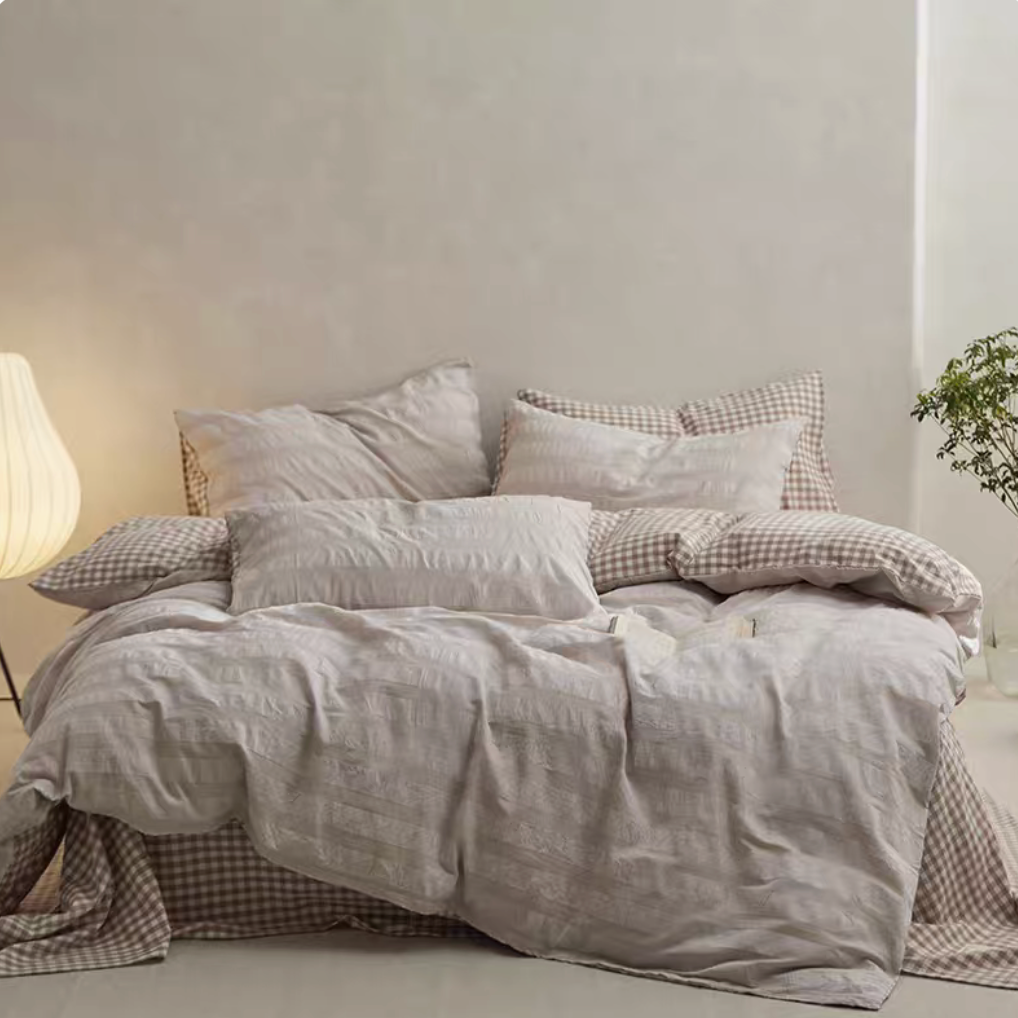 Grid Cotton Duvet, Sheet & Shams Set