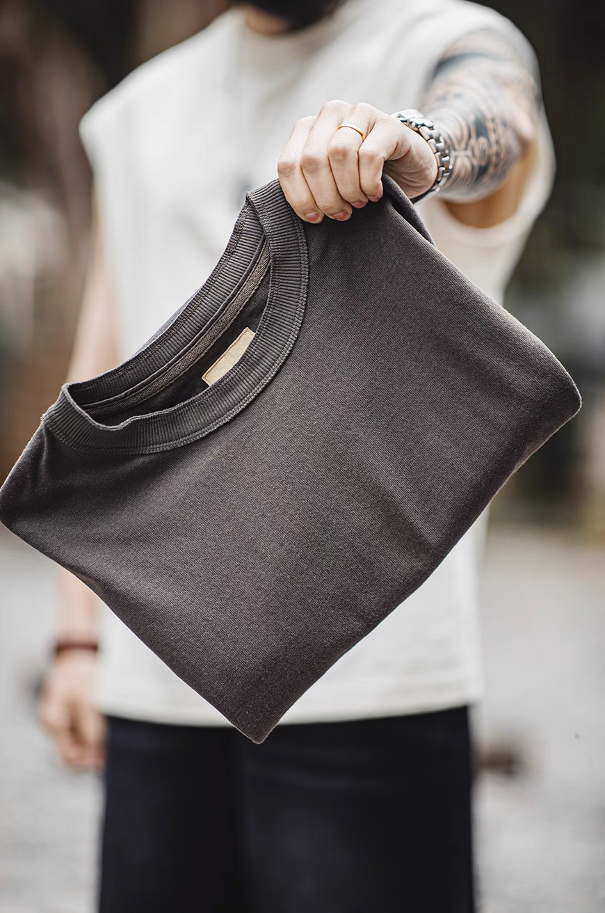 California Chill Tank Meteorite Gray folded view showing fabric thickness and ribbed neckline detail