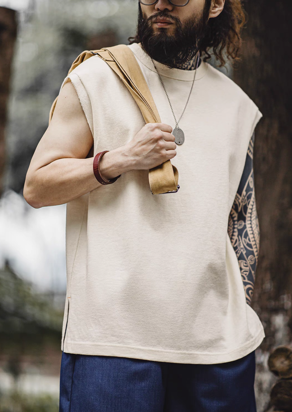 California Chill Tank White outdoor lifestyle view showing relaxed summer styling and sleeveless cut