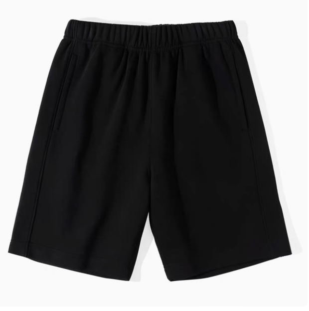 Cloth Relaxed Shorts Black front view showing minimal design and relaxed silhouette