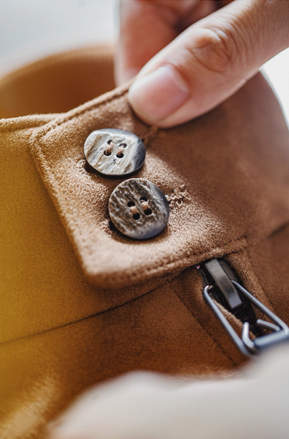 Retro suede Harrington jacket paired with casual outfit