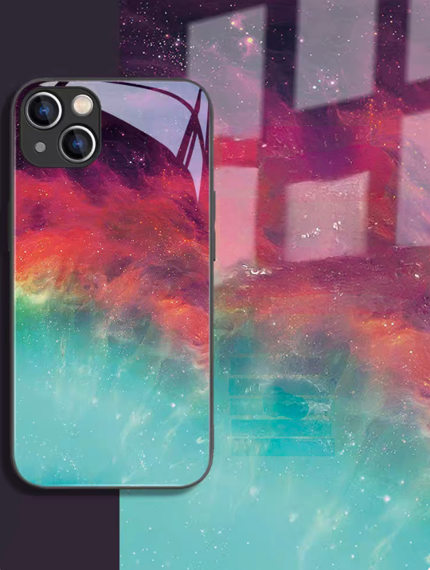 Galaxy Shield phone case multicolor starry sky galaxy design with black frame back view