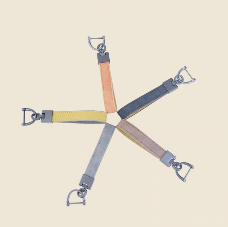 Leather strap keychain multicolor collection cowhide leather bag accessory