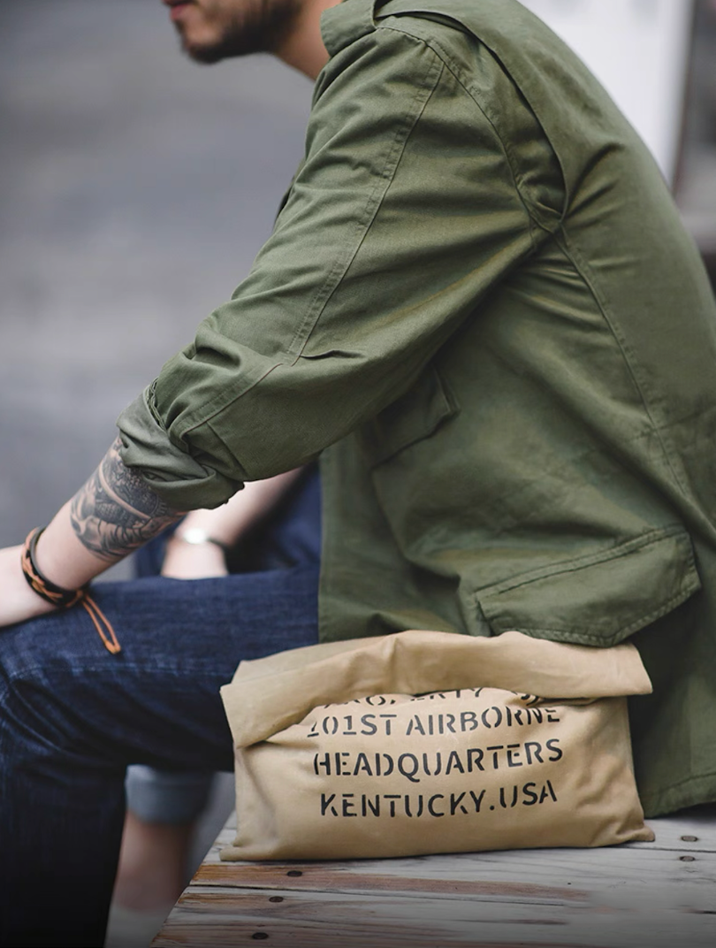 M65 Field Jacket Side Profile Showing Functional Design with Utility Pockets