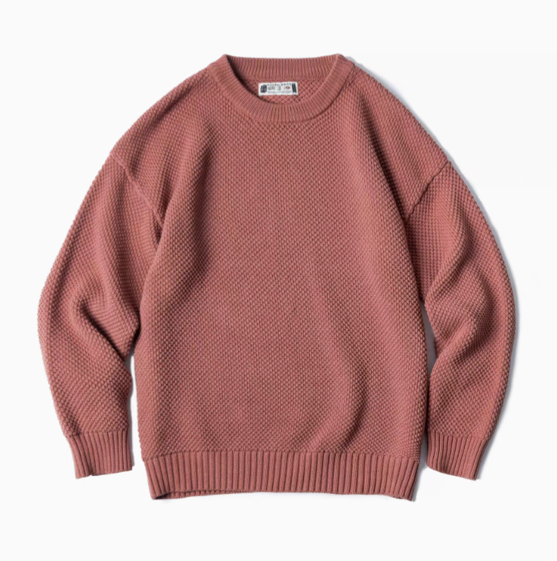 Pineapple Textured Crewneck Sweater orange red front flat lay featuring textured knit and ribbed hem design