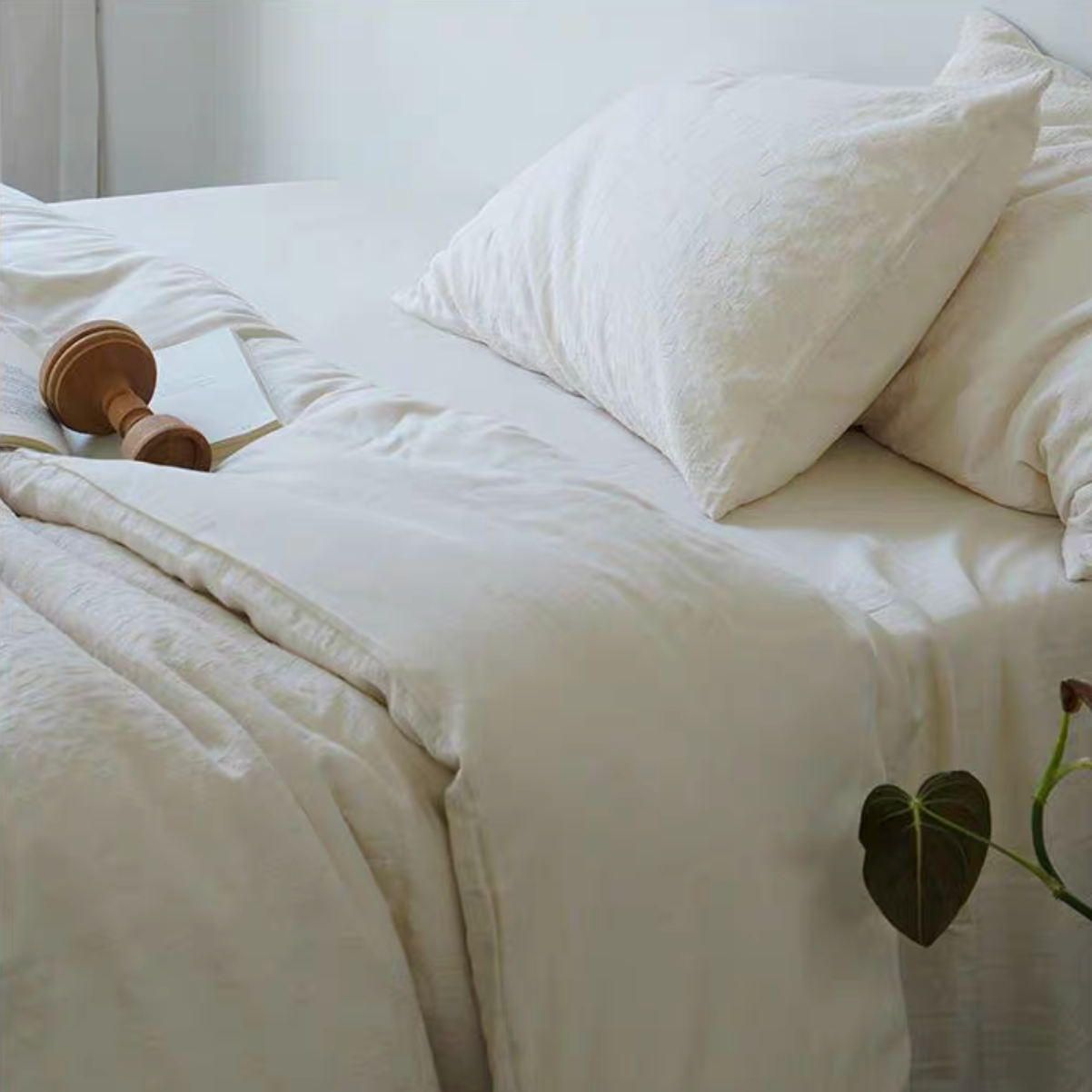 Rock Point Leopard Print Cream comforter draped across bed with soft breathable cotton bedding texture