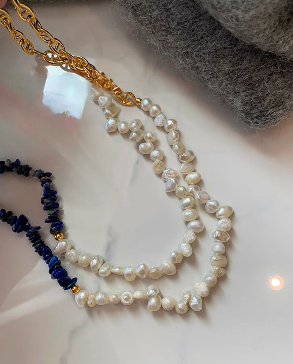 Luxe Lapis & Pearl Harmony Necklace