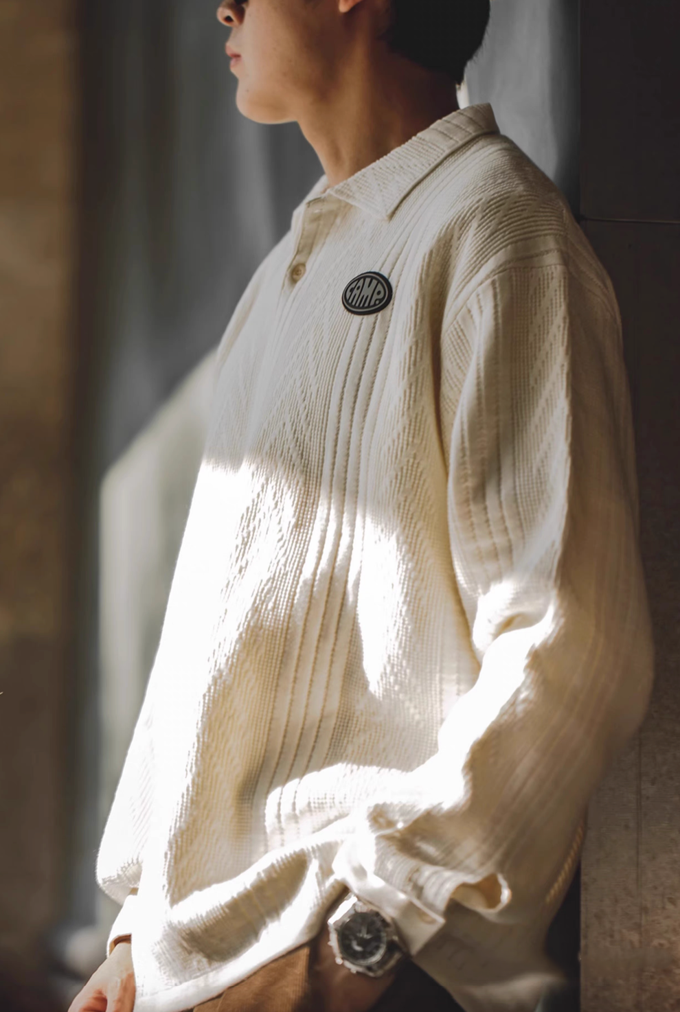 Chevron Weave Polo Sweater