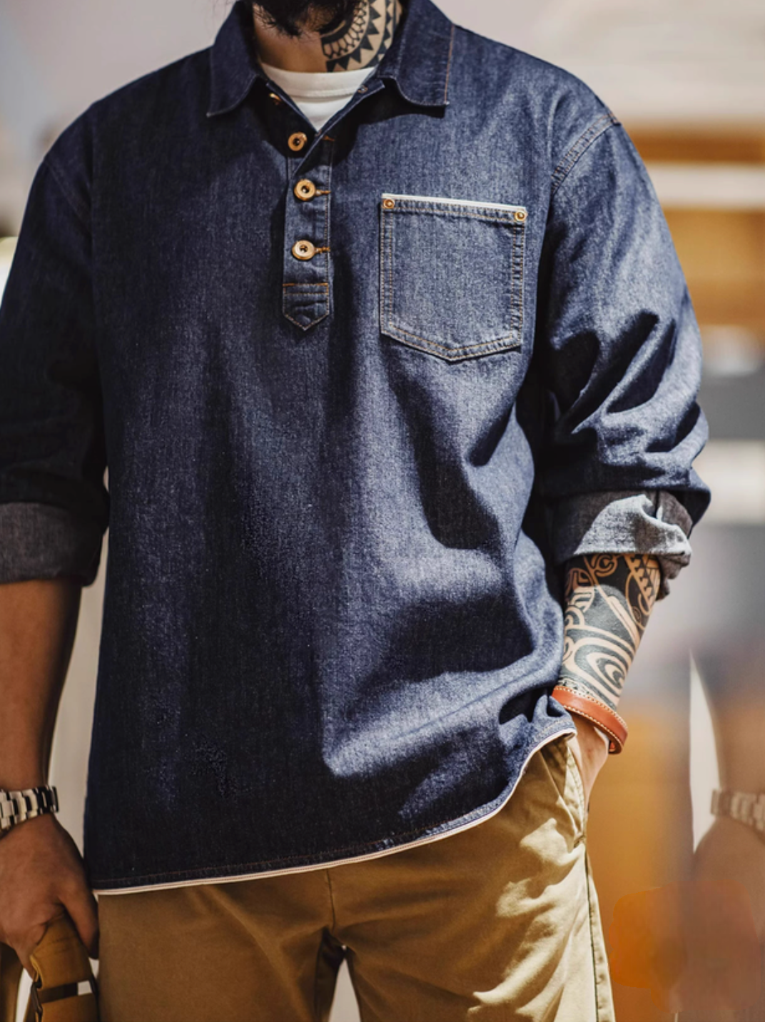 Denim Pullover Shirt
