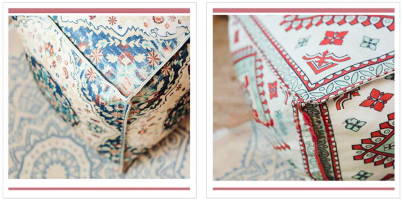 Bohemian Patterned Square Floor Pouf Cushion